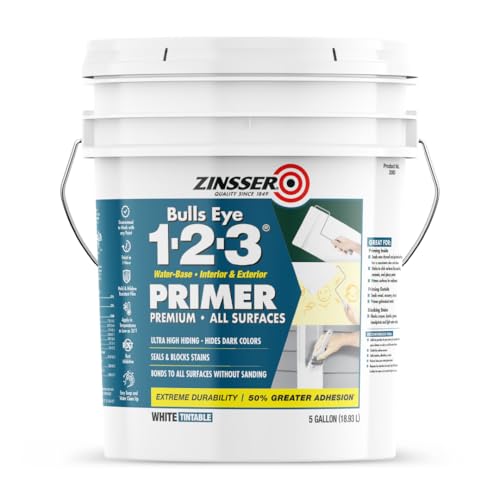 Zinsser 2000 Bulls Eye 1-2-3 Water-Base Primer, 5 Gallon, White