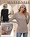 Oakgarden 4 Pack Women's Cotton Nursing Tops Breastfeeding Maternity Hidden Zippers Crew Neck Long Sleeve Pregnancy Shirts(Gray Rose, Taupe, Beige, Black,Medium)