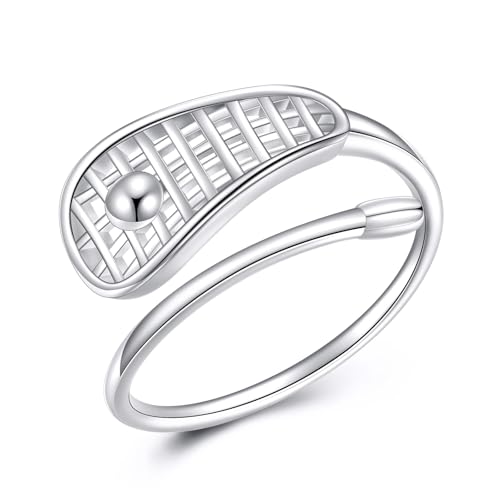 YAFEINI Golf Lacrosse Rings 925 Sterling Silver Golf Lacrosse Moonstone Sport Lovers Jewelry for Women Gifts