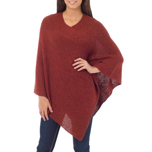 NOVICA Handmade Alpaca Poncho Women's Wool Peru 'Autumn Splendor'
