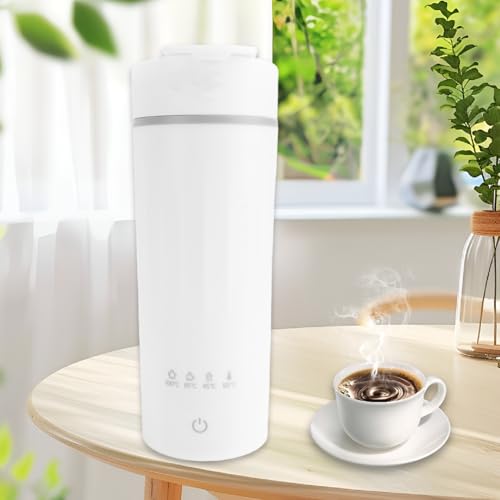 Hervidor Eléctrico de Viaje, 300 W 475 Ml, Pequeño Hervidor Portátil para té y café, Mini Caldera de Agua Caliente, Acero Inoxidable 304 y 4 Controles de Temperatura (Enchufe de