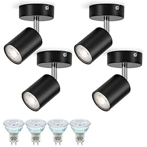 Gr4tec 4 x Spots Orientables 350°, 4 x 6W Ampoule GU10, Blanc Neutre 4000K, Plafonnier Led, AC 220V-240V, 550LM Luminaire Chambre, IP20 Éclairage de Plafond Pour Salon, Chambre, Couloir