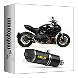 2 Anni di garanzia arrow 71768AKN + 71451KZ scarico omologato catalizzato race-tech alluminio nero fondello carby compatibile con ducati diavel 2011 2012 2013 2014 2015 2016 mototopgun