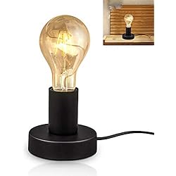 Lamparas De Sal Redondas ChaoZan lámpara de mesa con interruptor de cable lámpara de cabecera E27 Portalámparas adaptador de casquillo LED soporte E27 redonda Lámpara de noche para Dormitorio sala de estar oficina, negra