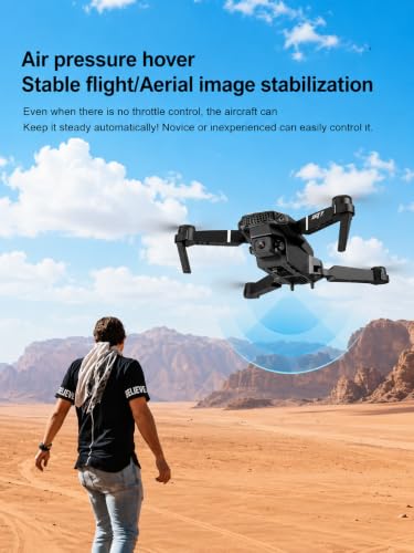 Image of BrUsHlEsS-fOlDaBlE-DrOnE-WiTh-hQ-WiFi-cAmErA-ReMoTe-cOnTrOl-fOr-kIdS-QuAdCoPtEr-wItH-GeStUrE-SeLfIe-fLiPs-bOuNcE-MoDe-aPp-oNe-kEy tAkE-OfF E88 D