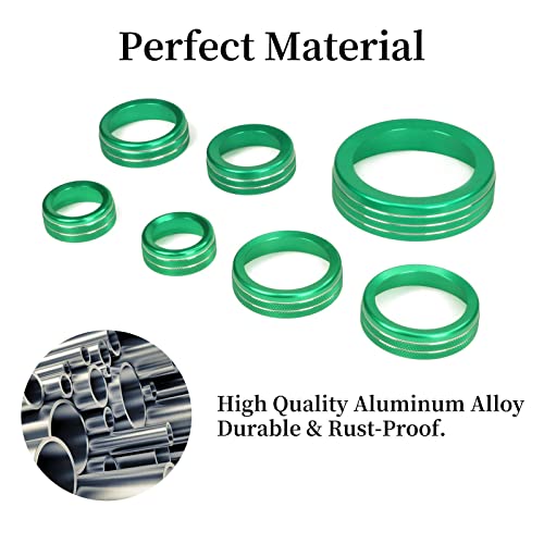 For 2021-2022 Ford Bronco Sport Accessories Air Conditioner Ac Headlight Switch Knob 4Wd Wheel Drive Trailer Gear Shift Switch Knob Cover 7Pcs Green Aluminum Alloy(Don't For Bronco) #TOP1