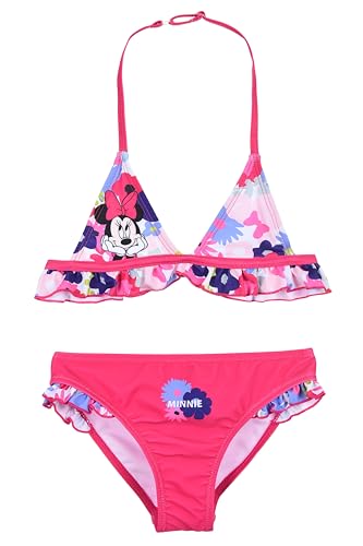 Disney Minnie Mouse Bikini para Niña, Diseño Floral Bañador de Dos Piezas Infantil, Talla 6 Años | Rosa