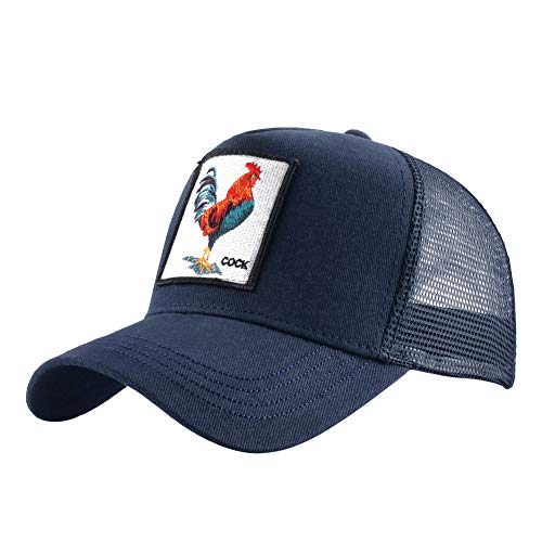sdssup Vintage Bordado Animal Gorra de béisbol Sombrero Neto Sombrero Camión Conductor Sombrero Pollo - Azul Ajustable