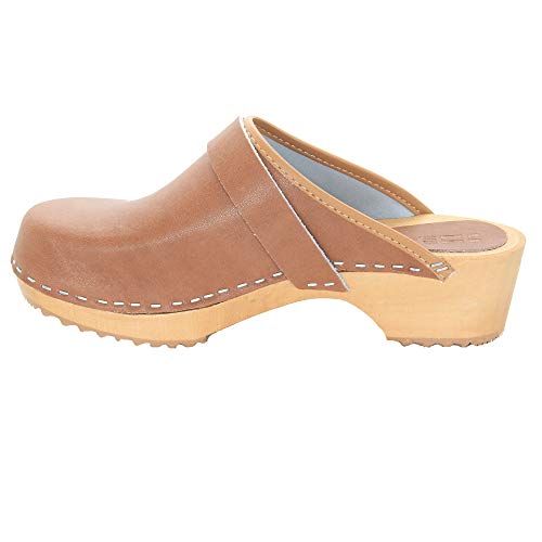 Image of Bjork Maja Wood Open Back Leather Clogs