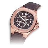 Reloj de hombre Multifunción TOP CLASS Lanscotte Acero bañado en Oro rosa de 1ª Ley IPRG de brillo inalterable. 3 Subesferas Multifunción Correa Piel grabado cocodrilo. Máx precisión Caja 41,5mm 3 ATM