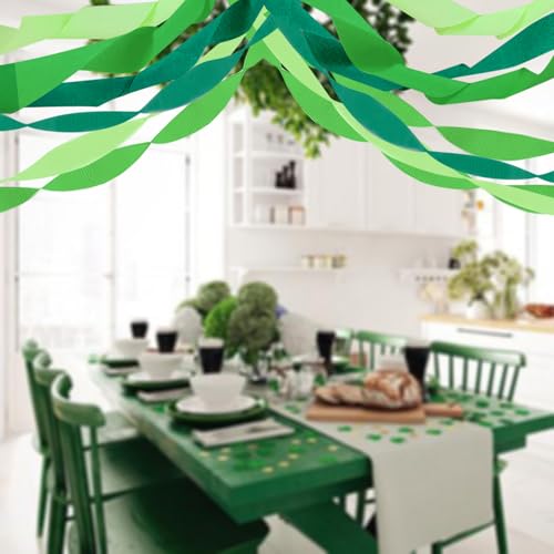 Image of PheiLa Green Crepe Paper Streamers 6 Rolls 492ft, Crepe Paper Birthday Decorations Green Party Supplies for DIY Gift Wrapping Wedding Holiday Party Decor, 1.77 Inch x 82 Ft /Roll