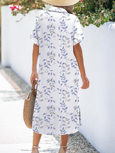 Image of Zeagoo Women Dresses Summer Casual Short Sleeve Button Down Shirt Dresses 2026 Beach Cover Up with Pockets