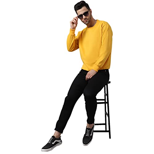 Image of BZR-Men's Fleece Round Neck Regular Sweatshirt (Sw Rrn Black 01-L Black L)(1903)