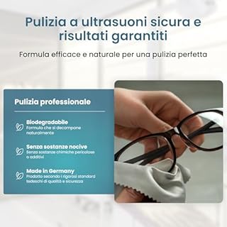 PURIVITA® Detergente per Pulizia Ultrasuoni [1L] - Concentrato Pulitore Ultrasuoni per Occhiali, Gioielli & Protesi Dentali - Pulitrice Ultrasuoni - Ultrasonic Cleaner - Dispositivi ad Ultrasuoni