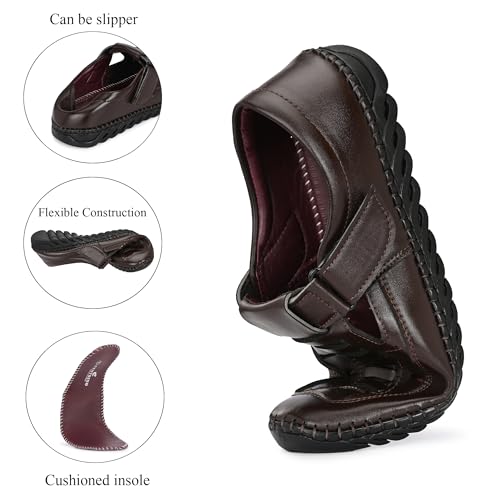 Image of Centrino Men's Fisherman Sandals | Closed Toe Leather Casual Sandal with Velcro Strap | Comfortable Casual Footwear Walking & Office Travel (9576)