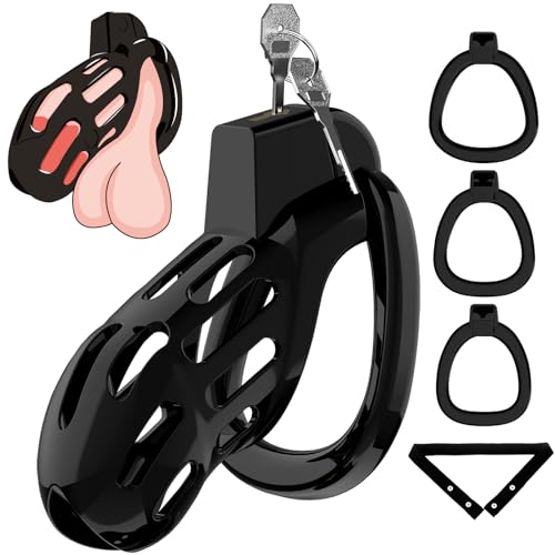 Male Chastity Cage with 3 Rings and Elastic Belt