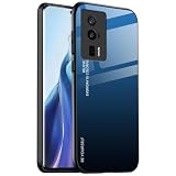 EASSGU Custodia Adatta per POCO F5 Pro (6.67" Inches), Cover Posteriore in Vetro Sfumato Custodia per Cellulare Anti-Caduta e Anti-Graffio - Blu Nero