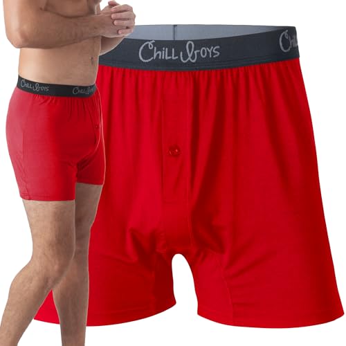 Chill Boys - Cool Comfortable & Breathable Mens Underwear - Mens Boxers (XX-Large Red) - Imported 95% Viscose from Bamboo / 5% Spandex