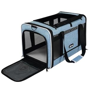 Cat Carrier 18 x 11 x 11 Top Loading Soft-Sided Pet Travel Bag Over 15lbs, Portable Small Dog Puppy Car Crate 10 lbs, Chihuahua Kennel Carry Case, Kitty Cloth Cage Medium Cat Under 25 Blue