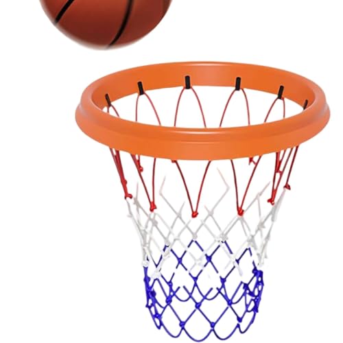 Rete da basket portatile, rete di ricambio per canestro da basket, telaio rimovibile, reti tricolore, facile da installare, sistema di lancio e attacco per interni ed esterni (arancione)