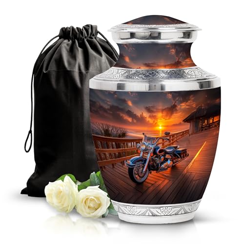 Image of Bike Urn for Ashes Large Decorative Urn 10 Inch Large | Large Decorative Urn, Memorial Urns for Mom & Dad, Burial Urns for Human Ashes