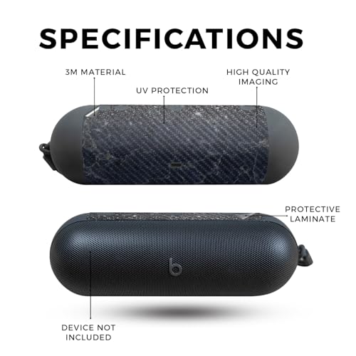 Image of Carbon Fiber Speaker Skin Compatible with Beats Pill (2024) - Dark Shimmer Marble - Premium 3M Vinyl Protective Wrap Decal Cover - Easy to Apply | Crafted in The USA by MightySkins