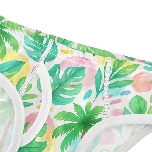 CHIFIGNO Boys Underwear Cotton Briefs Breathable Printed Toddler Boys Briefs Underwear, Green Tropical Palm Leaves4