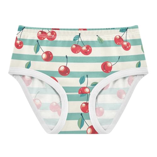 Wusikd Cherries Girls' Underwear Cotton Stripes Green Girls Briefs Soft Toddler Underwear 2T