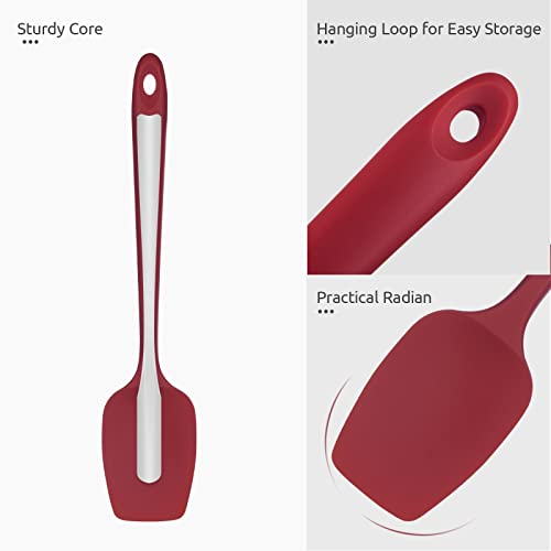 Image of Heat Resistant Silicone Spatula Set: U-Taste 600ºF High Temp Seamless Food Grade Utensil, Flexible Rubber Silicon Kitchen Cooking Mixing Baking Scraper for Nonstick Cookware Set of 4 (Red)