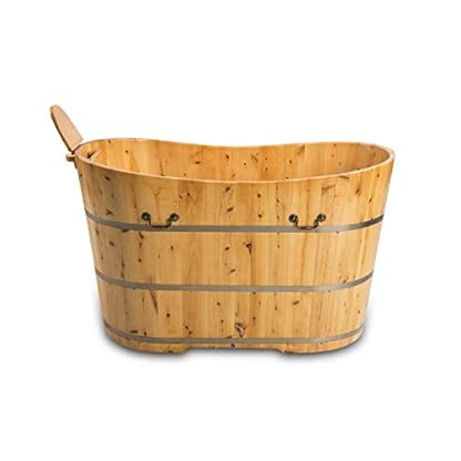 XXL Luxus freistehende Holz-Badewanne 150cm Holzbadewanne Tauchbecken Holzwanne – Bild 4