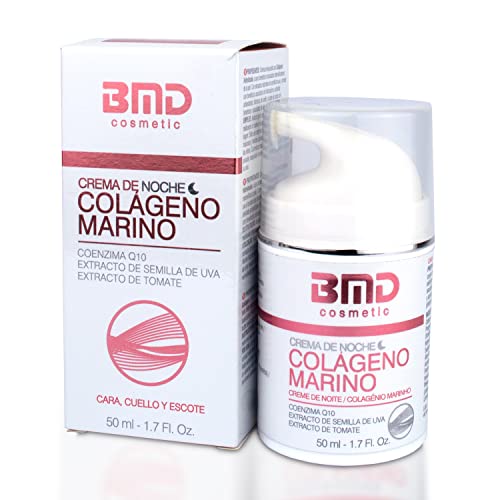 Crema de Noche Facial Hidratante para Mujer - Crema Antiarrugas y Antiedad para Cara con Colágeno Marino, Reparadora y nutritiva - Resultados visibles en 4 semanas- 50 ml Cover