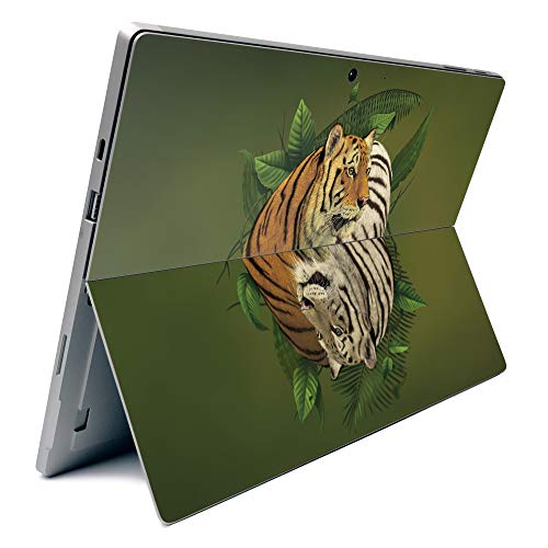 Image of MightySkins Carbon Fiber Skin for Microsoft Surface Pro 7 - Tiger Yin Yang | Textured Carbon Fiber Finish | Easy to Apply, Remove, and Change Styles | Made in The USA