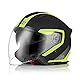 ORIGINE Motorradhelm Jethelm Roller Helm Scooter Helm Moped Mofa Helm mit Doppelvisier ECE Zertifizierung (Techy Fluo Yellow Black,L)