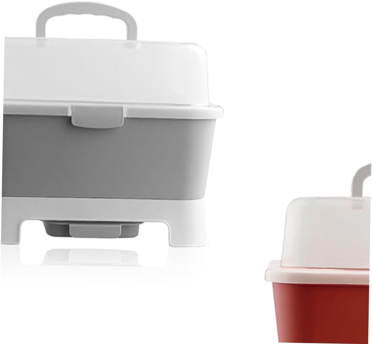 Elevate Your Kitchen Organization Plastic Bowl Storage Box Utensil Holder with Draining Organizer Grey