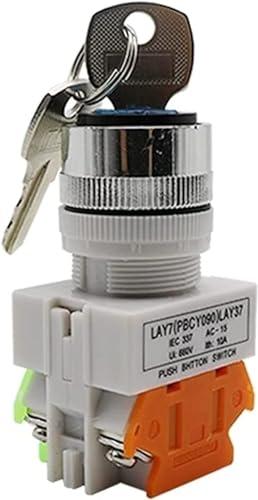 Bouton interrupteur à clé de verrouillage LAY7 commutateur rotatif 22mm 1NO1NC 3 positions