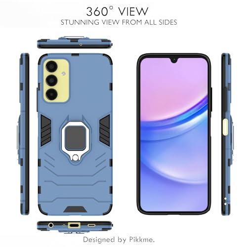 Image of Pikkme Samsung Galaxy A15 5G Back Cover | D5 Tough Armor Bumper | 360 Protection Case | Ring Holder Stand Case for Samsung Galaxy A15 5G (Blue)