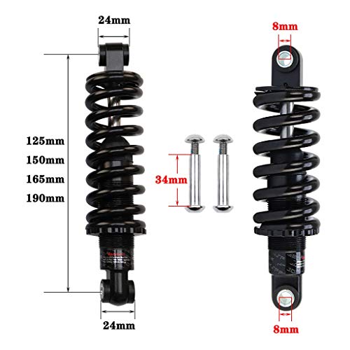 VXXV Mountain Bike Shock Absorber MTB 125mm/ 150mm/ 165mm/ 190mm Adjustable Spring Downhill Rear Shock 450Lbs /650Lbs /750Lbs /850Lbs (Color : 150mm, Size : 450 Lbs)