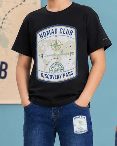 Image of KiddoPanti Boys Printed Co-Ords Set | 100% Cotton & Cottnon Spandex Woven | Drop Shoulder Tshirt with Jeans | Graphic Printed Design| Outerwear For Kids