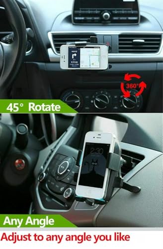 Image of Carlite Mounted Mobile Holder with 360 Rotation, AC Vent Mount, One Touch Lock, Strong Grip, Shockproof, Compatibility to Major Brands Mobiles, for Car, SUV and Truck, Black