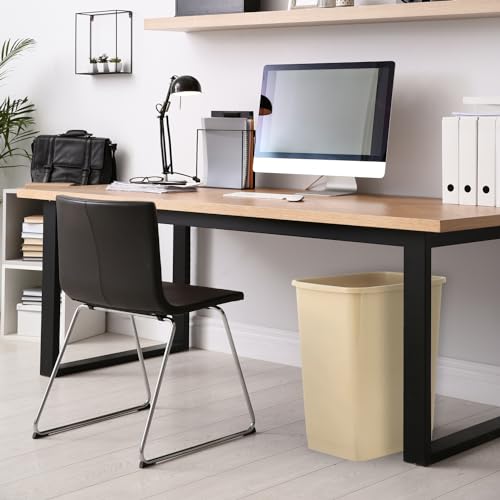 Image of Superio Kitchen Trash Can 9 Gallon Slim Waste Bin 37 Qt Durable Plastic, Fit Small Spaces, Office, Bathroom, Under Counter (2, Beige)