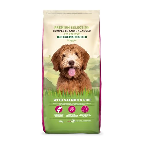 by Amazon Complete Dry Dog Food with Salmon and Rice for Medium and Large Breeds 15kg (Precedentemente un marchio Lifelong, stesso prodotto)