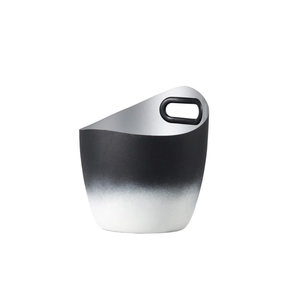 Cubo de hielo de acero inoxidable con enfriador bebidas curvo y diseño ergonómico negro