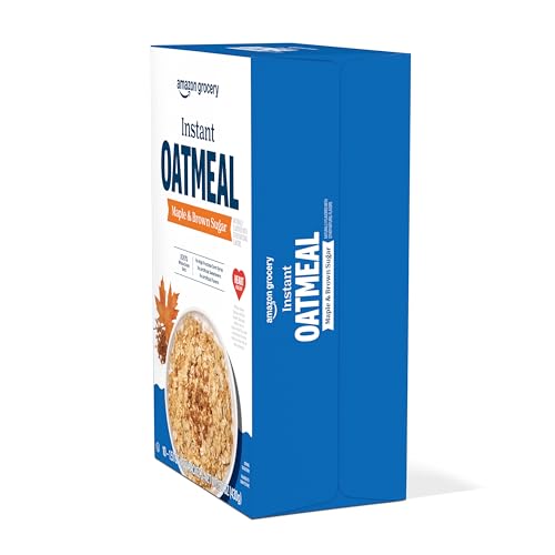 Image of Amazon Grocery, Maple & Brown Sugar Instant Oatmeal, 15.1 Oz, 10 Ct