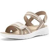 FitVille Sandalias Mujer Cómodas de Horma Ancha y Punta Abierta Sandalias Ligeras de Verano para Pies Sensibles Beige 42.5 EU Ancho