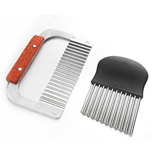 Aardappel Chip Mes, DBAILY 4 stks Chipper Chip Cutter RVS Groente Crinkle Golvend Mes Crinkle Cut Mes Set Aardappel… - Image 5