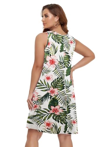 Image of BELAROI Women Casual Summer Beach Dresses Plus Size Sundress V Neck Pockets Swing Tank Dress Cover Ups
