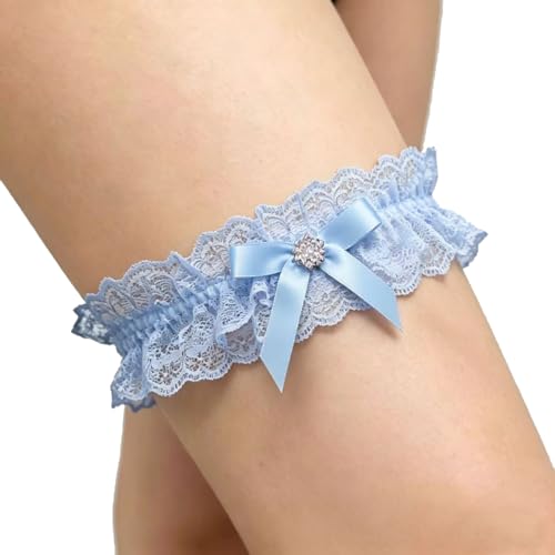 Image of Blue Garters for Bride Wedding Garter Set for Bride Bridal Garter Leg Thigh Blue
