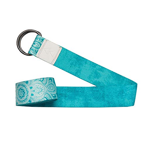 YOGA DESIGN LAB | The Yoga Strap | Luxurious, Extra Long, Super Soft, Eco Printed | Studio Quality, Adjustable | Safely Stretch Further and Hold Longer | 8 ft Long (Mandala, 8ft)