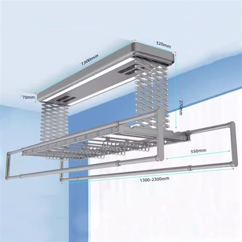 Ceiling Clothes Dryer Aluminium and Steel Electric Clothes Dryer with Remote Control,Clothes Drying Rack Electric Controlled Lifting Drying Rack Balcony Household Embedded Automatic Telescop