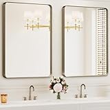 Bathroom Mirrors for Over Sink,2Pcs 24x36Inch Vanity Mirrors for Wall,Bronze Metal Frame Rectangle Mirrors for Bathroom, Farmhouse,Restroom,Hangs Horizontally or Vertically